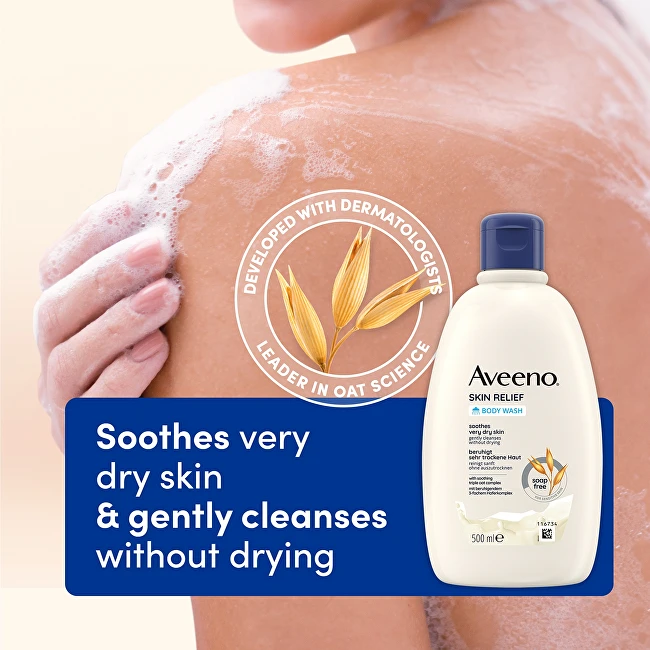 Aveeno Skin Relief Unscented Moisturizing Dušo želė (Kūno prausiklis) 500 ml