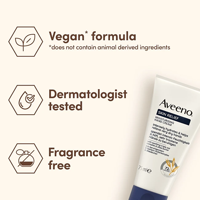 Aveeno Skin Relief Unscented Moisturizing Hand Kreminis (Moisturising Hand Kreminis) 75 ml