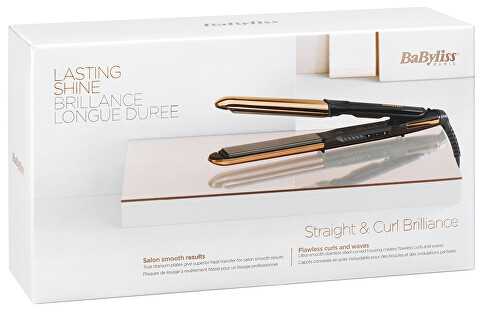 BaByliss Straight & Curl Brilliance plaukų garbanojimo žnyplės, šiltos, juodos, rožinės spalvos, 3 m