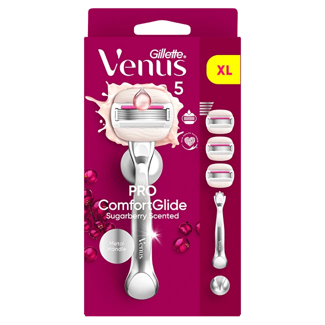 Gillette „ComfortGlide Sugarberry“ skustuvas + 3 galvutės