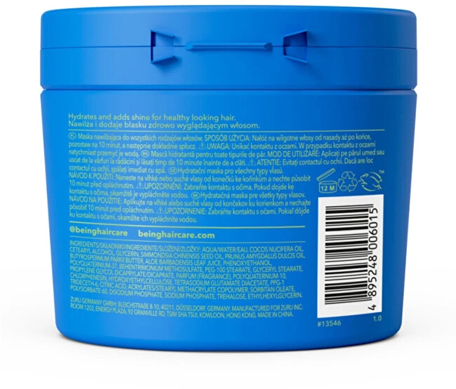 None BEING Mega Shine plaukų kaukė su taukmedžio sviestu ir alavijo ekstraktu 354 ml