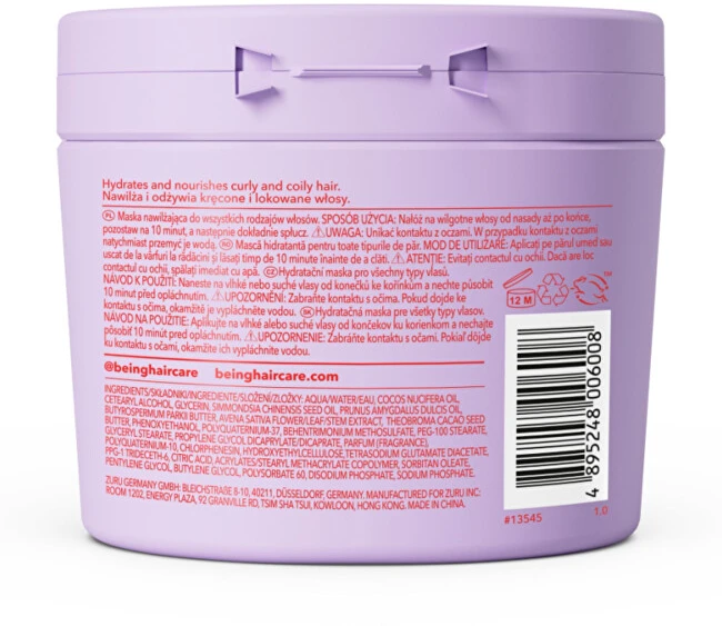 None BEING Major Moisture plaukų kaukė su kakavos sviestu ir avižų ekstraktu 354 ml
