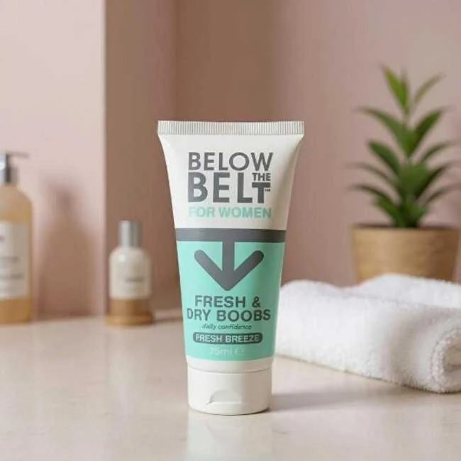 „Below The Belt Fresh Breeze“ gaivinantis ir sausas krūtų pažastų lubrikantas 75 ml