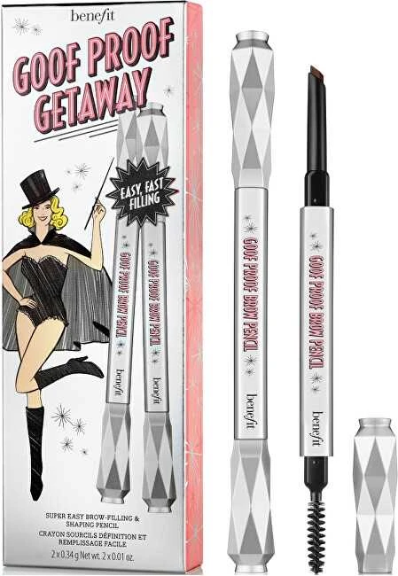 Benefit Goof Proof Getaway Duo Travel Set antakių pieštukų rinkinys moterims, atspalvis: 3 Warm šviesiai rudas, 2 x 0,34 g