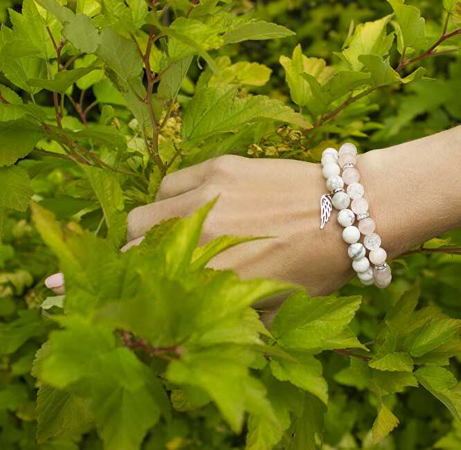 Agato Bead bracelet made of baltas howlite MINK30 / 17