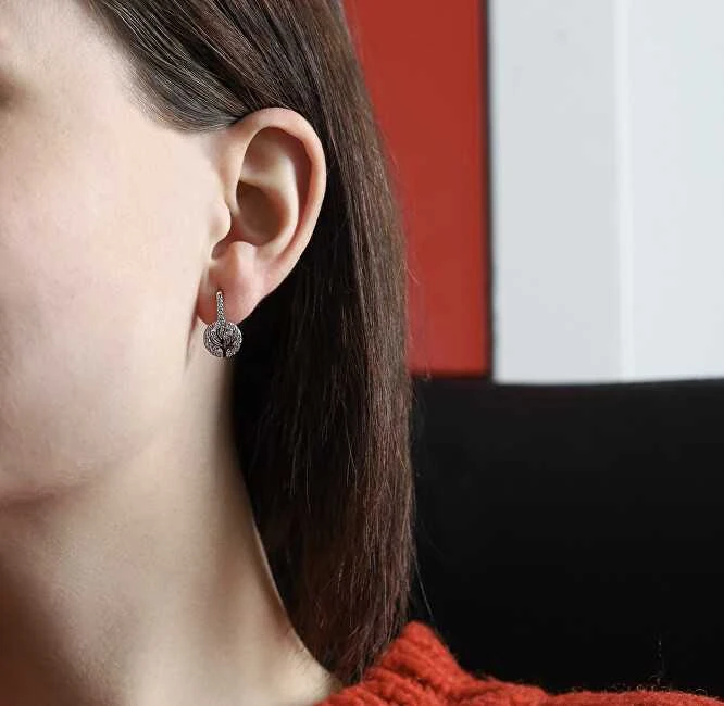 Beneto Glittering sidabrinis auskarai su cirkoniais Gyvybės medis AGUC386L