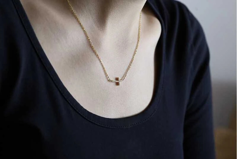 Beneto Gold plated sidabrinis pakabukas with cross AGS546 / 47-GOLD