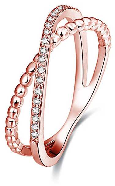 Beneto Rose auksinis plated double ring made of sidabrinis AGG195