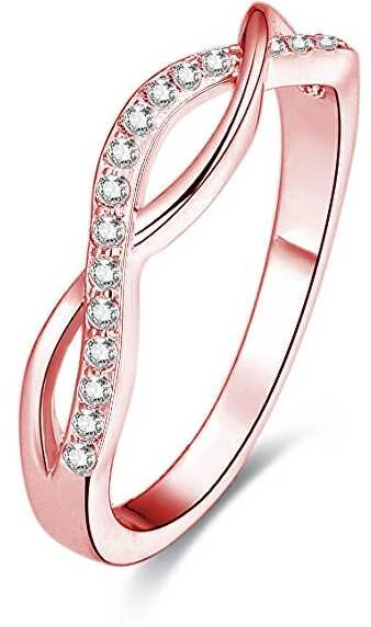 Beneto Rožinė auksinis plated sidabrinis ring with AGG191 crystals