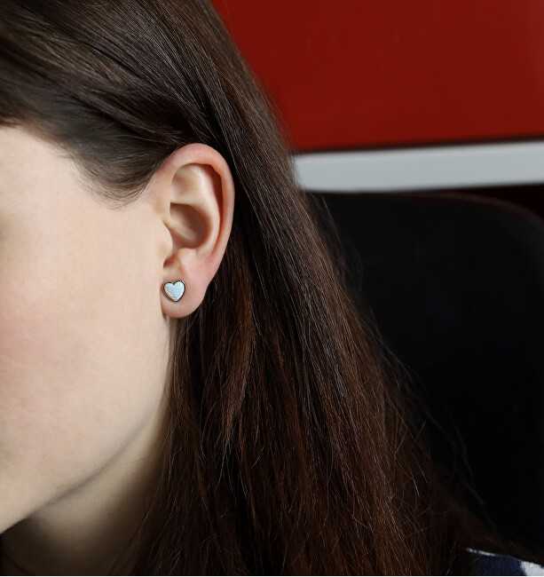 Beneto Sidabrinis auskarai širdelė su opaliniais kristalais AGUP1185