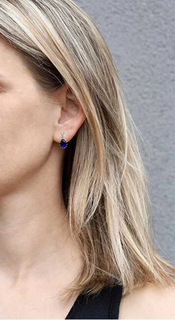 Beneto Sidabrinis earrings with mėlynas crystal AGU1197