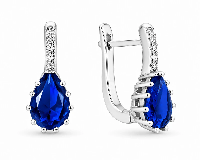 Beneto Sidabrinis earrings with mėlynas crystal AGU1197