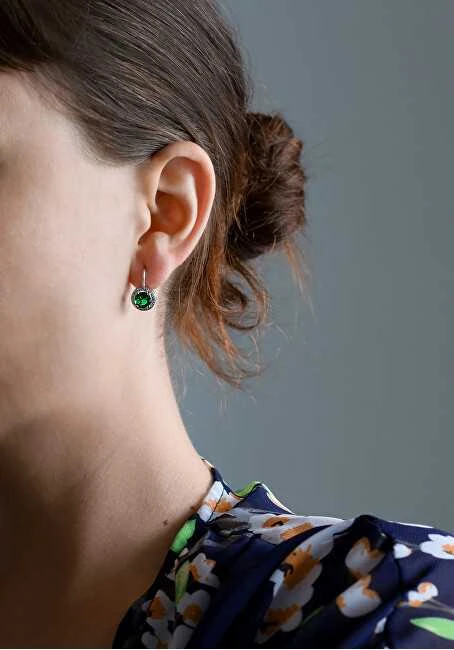 Beneto Sidabrinis earrings with žalias crystals AGUC1157