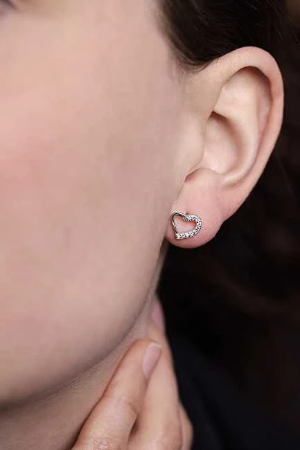 Beneto Sidabrinis heart earrings AGUP1423S