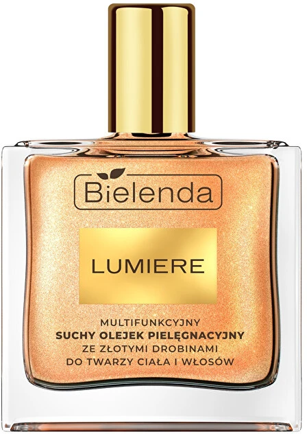 BIELENDA Lumiere daugiafunkcinis sausos priežiūros aliejus su aukso dalelėmis veidui, kūnui ir plaukams 50 ml