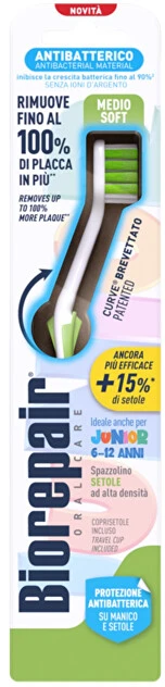 Biorepair Antibacterial Junior Dantų šepetėlis Medium Soft Dantų šepetėlis