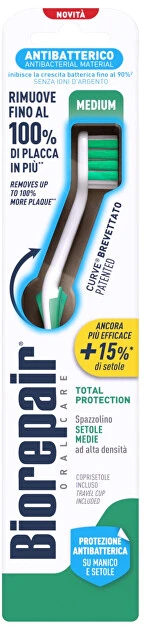 Biorepair Antibacterial Dantų šepetėlis Medium Dantų šepetėlis
