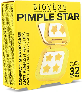 Biovene Pimple Star Patches & Mirror Case 32 pcs Geltona Patches Set