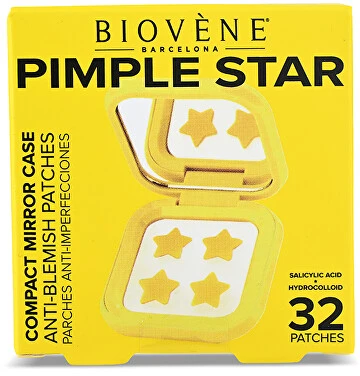 Biovene Pimple Star Patches & Mirror Case 32 pcs Geltona Patches Set