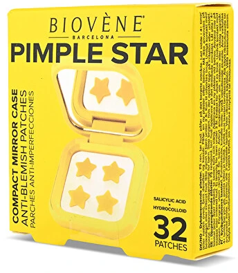 Biovene Pimple Star Patches & Mirror Case 32 pcs Geltona Patches Set