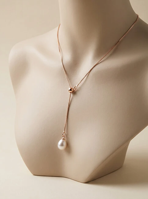 Brilio Silver Gold-plated flexible pakabukas with real pearl NCL221R