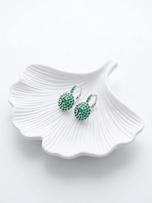 Brilio Silver Blizgantys sidabriniai auskarai su žaliais cirkoniais EA12WG