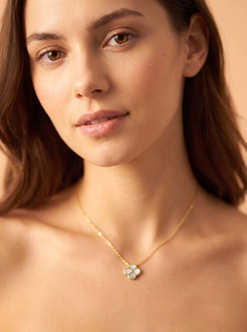 Brilio Silver Charming auksinis-plated pakabukas Baltas Clover NCL222Y