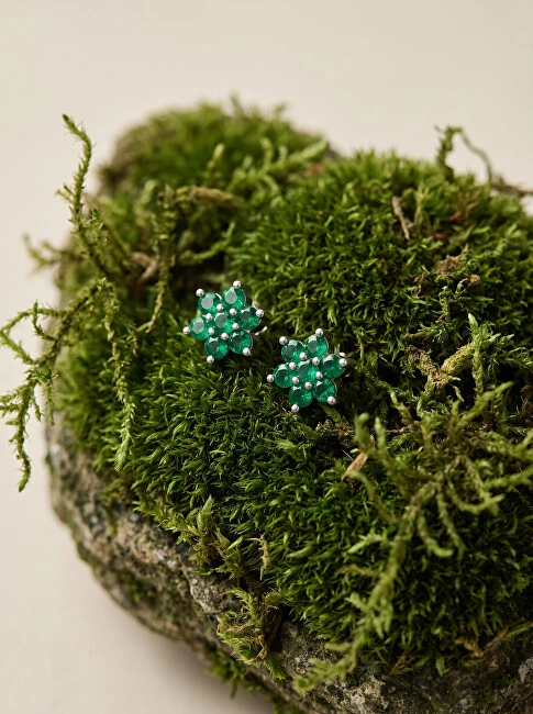 Brilio Silver Brilio Sidabrinis Charming sidabrinis auskarai su žaliais cirkoniais EA846WG