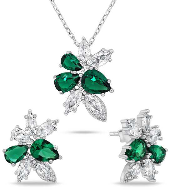 Brilio Silver Brilio Sidabrinis Charming sidabrinis jewelry set with zircons SET248WG (pakabukas, earrings)
