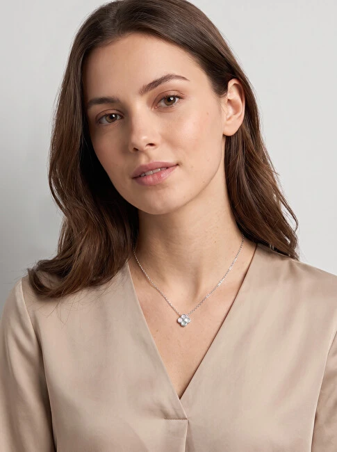 Brilio Silver Charming sidabrinis pakabukas Baltas Clover NCL222W