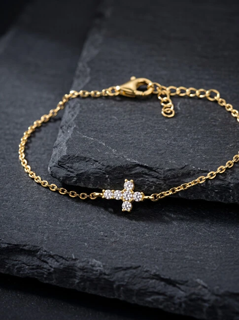 Brilio Silver Brilio Sidabrinis Matching auksinis-plated bracelet with cross BRC96Y