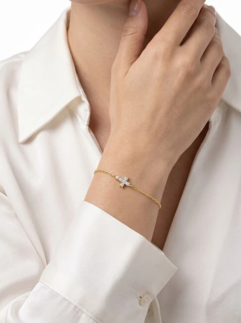 Brilio Silver Brilio Sidabrinis Matching auksinis-plated bracelet with cross BRC96Y