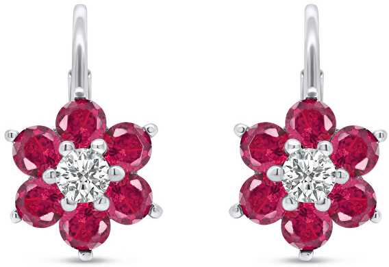 Brilio Silver Brilio Sidabrinis Delicate sidabrinis auskarai su fuksijos cirkoniais Gėlės EA307WR