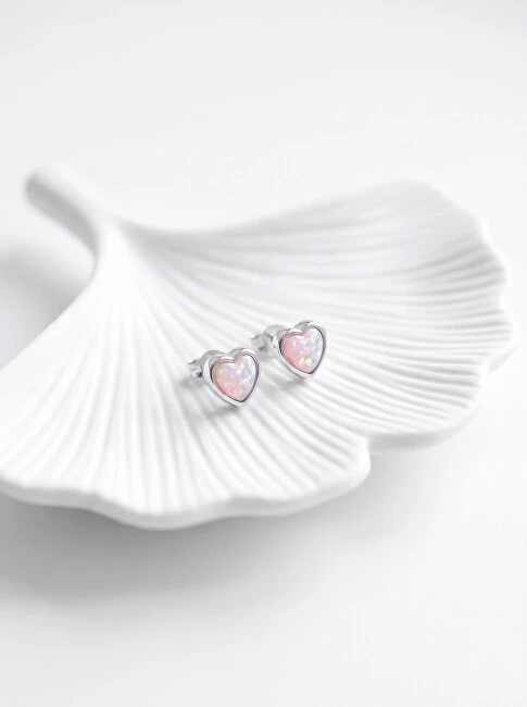 Brilio Silver Brilio Sidabrinis Delicate sidabrinis auskarai Širdelės su sintetiniais opalais EA610WP