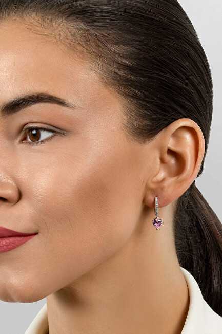 Brilio Silver Brilio Sidabrinis Delicate sidabrinis auskarai su lankeliu su širdelėmis EA635WP