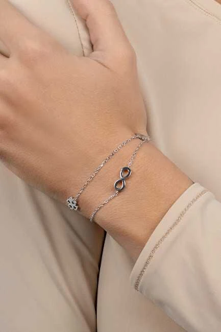 Brilio Silver Dviguba sidabrinė apyrankė su ornamentais BRC34W