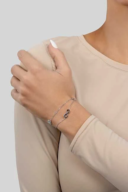 Brilio Silver Dviguba sidabrinė apyrankė su ornamentais BRC34W