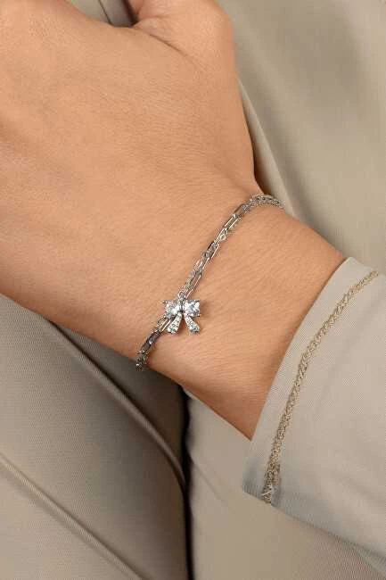 Brilio Silver Brilio Sidabrinis Dviguba sidabrinė apyrankė su kaspinu ir cirkoniais BRC246W