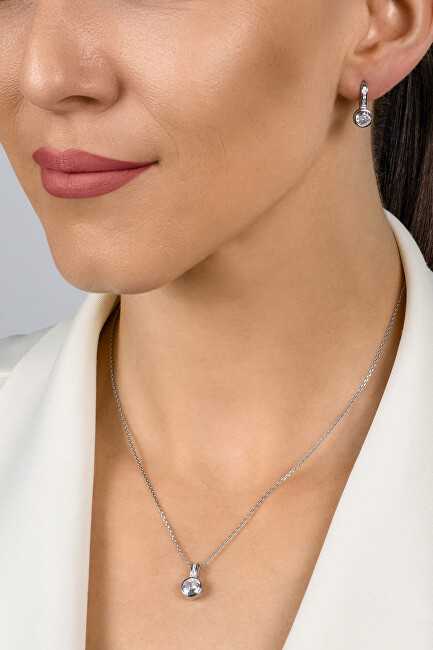 Brilio Silver Brilio Sidabrinis Elegant sidabrinis jewelry set with zircons SET201W (pendant, earrings)