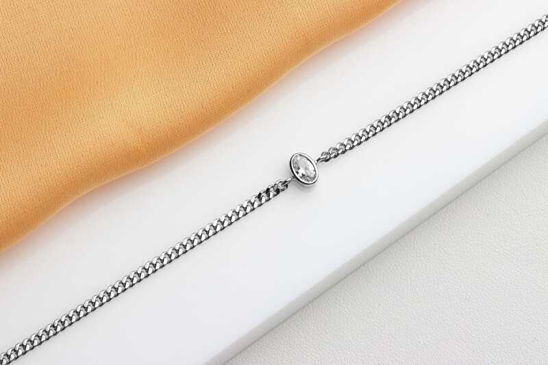 Brilio Silver Brilio Sidabrinis Delicate sidabrinis bracelet with oval zircon BRC113W
