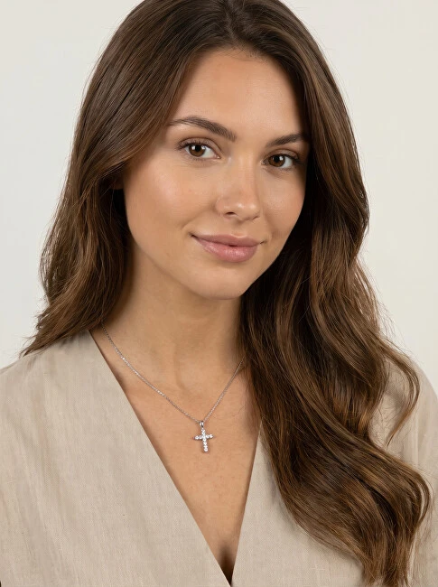 Brilio Silver Brilio Sidabrinis Glittering sidabrinis pendant with zircons Cross PT68W