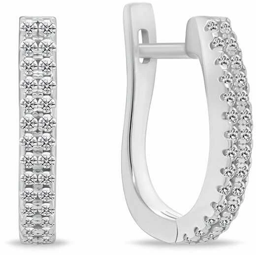 Brilio Silver Brilio Sidabrinis Glittering sidabrinis apvalūs auskarai EA132W