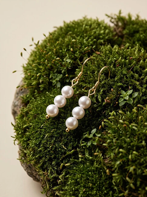 Brilio Silver Gold-plated dangle earrings with real pearls EA1287Y