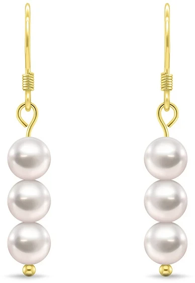 Brilio Silver Gold-plated dangle earrings with real pearls EA1287Y