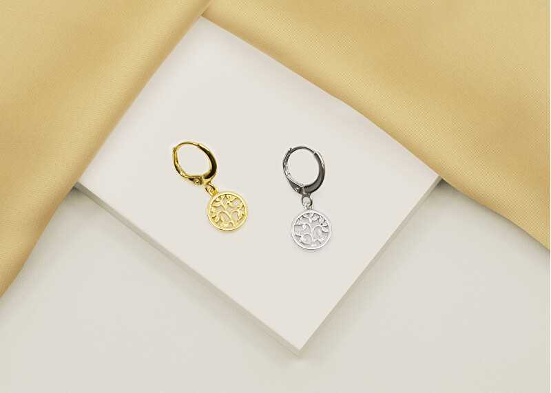 Brilio Silver Brilio Sidabrinis Paauksuoti auskarai su žiedais Gyvybės medis EA648Y