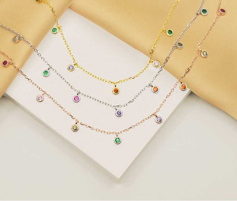 Brilio Silver Brilis Sidabrinis Gold-plated pakabukas su spalvotais cirkoniais NCL60Y