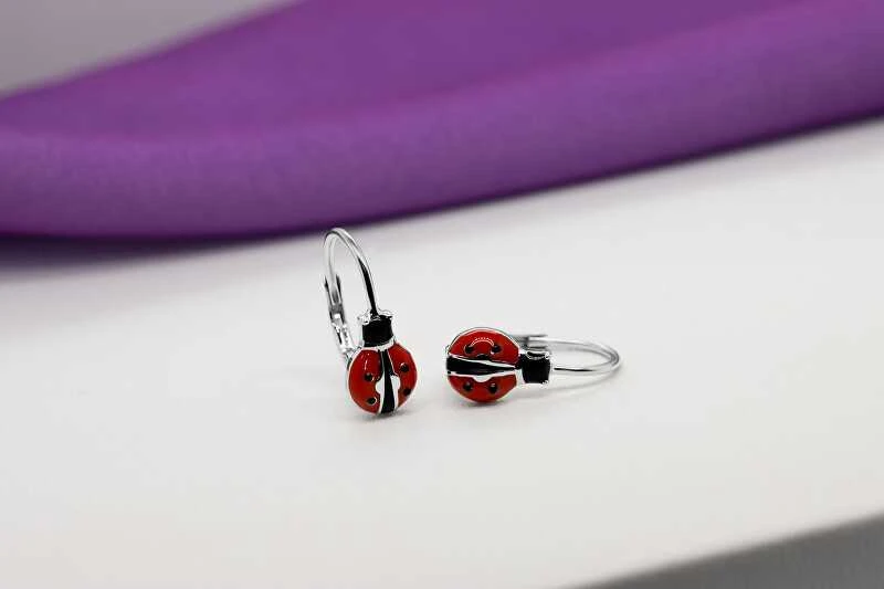 Brilio Silver Happy sidabrinis earrings for good luck Ladybugs EA435W