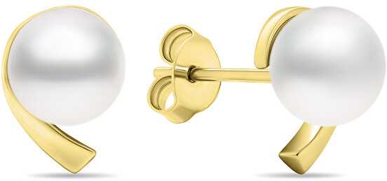 Brilio Silver Minimalist auksinis-plated earrings with real pearls EA595Y