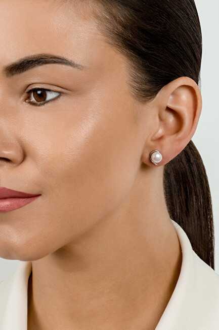 Brilio Silver Minimalist auksinis-plated earrings with real pearls EA595Y