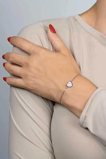 Brilio Silver Minimalistinė sidabrinė apyrankė Heart BRC123WP